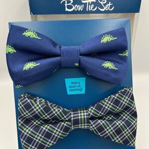 Wembly Men’s Adjustable Mens Tied Bow Ties in Blue & Green Two Pack New in Box